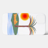 Tropische palmboom, zon, golven Case-Mate iPhone case (Achterkant (horizontaal))