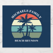 Tropische palmboom - Zonnetijd - Aangepast blauw s Sparkling Wijnetiket (Enkel label)