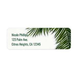 Tropische palmboomblad elegante zomer uitnodiging etiket
