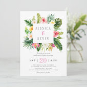 Tropische palmboomblad en bloem Personalized Kaart (Staand voorkant)