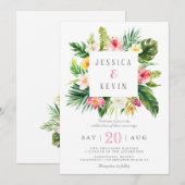 Tropische palmboomblad en bloem Personalized Kaart (Voorkant / Achterkant)