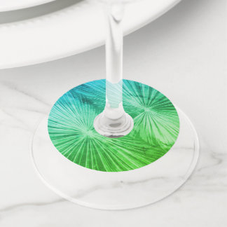 Tropische palmboombladeren wijnglas labels