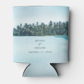 Tropische palmen en strand bestemming bruiloft blikjeskoeler (Voorkant)