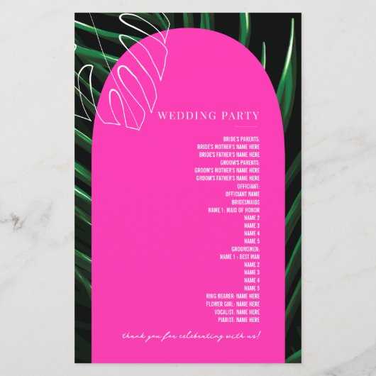 Tropische Palmen Neon Boogjes Monogram Bruiloft (Achterkant)