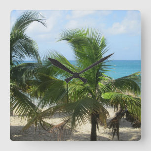 Tropische Palmen Vierkante Klok