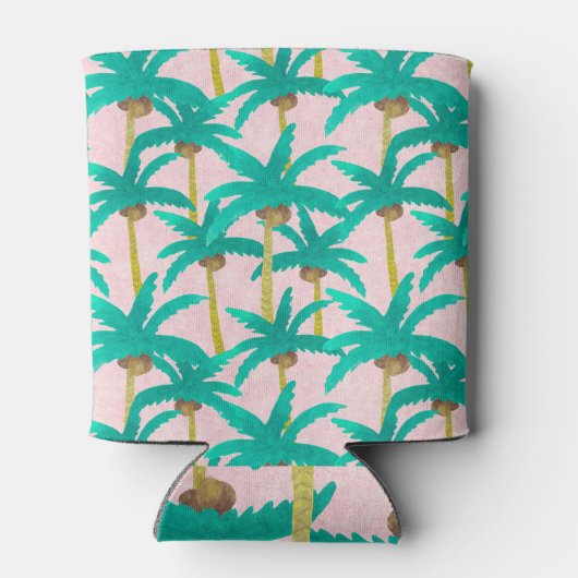 Tropische palmen: Waterverf zomerpatroon Blikjeskoeler (Achterkant)