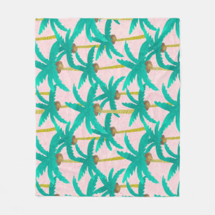 Tropische palmen: Waterverf zomerpatroon Fleece Deken