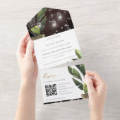 Tropische palmgeleider QR-code All In One Uitnodiging (Afscheurbaar)