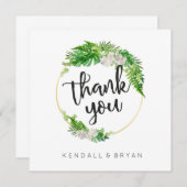 Tropische palmgroen en gouden krans dank u bedankkaart (Voorkant / Achterkant)