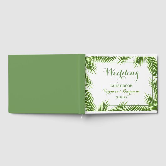 Tropische palmkeien strandbruiloft gastenboek (Volledig)