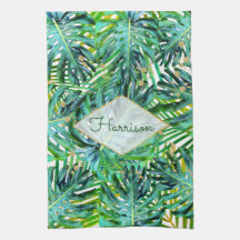 Tropische palmmonstera laat goudglitter over