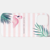 Tropische palmroze flamingroze en witte streep Case-Mate iPhone case (Achterkant (horizontaal))