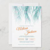 Tropische palmschijfjes waterverf blauwgroen oranj kaart (Voorkant)