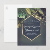 Tropische palmstranspak Sla de datum op Aankondigingskaart (Voorkant / Achterkant)