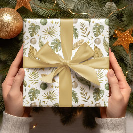 Tropische palmtakken verlaten Kerstmis Inpakpapier Vel