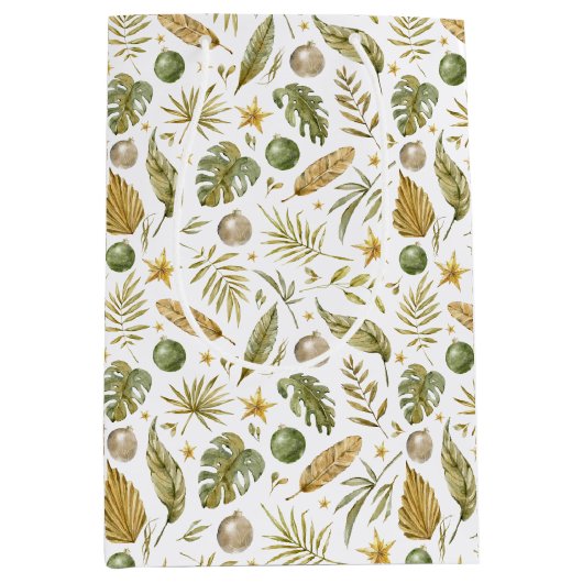 Tropische palmtakken verlaten Kerstmis Medium Cadeauzakje (Voorkant)