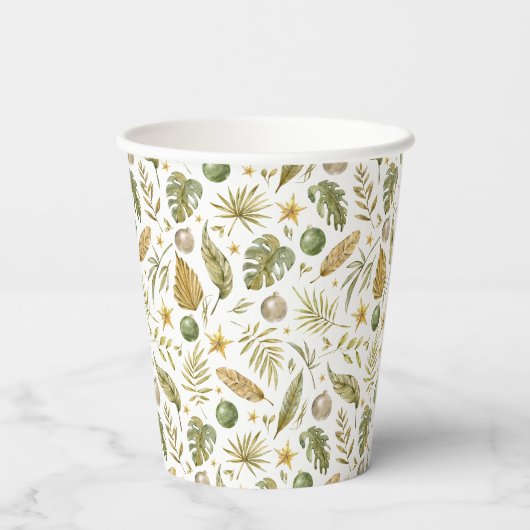 Tropische palmtakken verlaten Kerstmis Papieren Bekers (Achterkant)