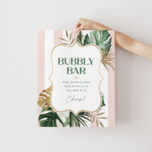Tropische pam roze streep bubbly bar vrijgezellenf poster