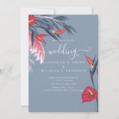 Tropische Pampas Grass Navy Berry Wedding (Voorkant)