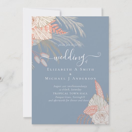 Tropische Pampas Grass Terracotta Wedding (Voorkant)