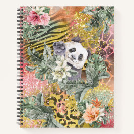 Tropische panda op dierenprint notitieboek