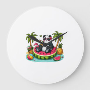 Tropische Panda Wandklok – Summer Fun Sfeer Grote Klok