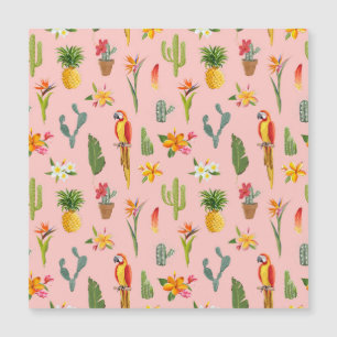 Tropische Papegaai, Cactus Vintage Patroon.