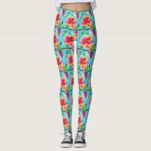 Tropische papegaai en bloem leggings
