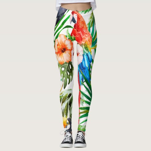 Tropische papegaai leggings (Voorkant)