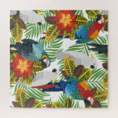 Tropische papegaaien,  naadloos patroon. legpuzzel (Horizontaal)
