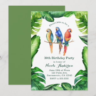 Tropische Papegaaien Vogels & Bladeren Feest Uitno Kaart