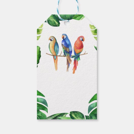 Tropische papegaaien Vogels & bladeren Verjaardags Cadeaulabel (Achterkant)