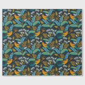 Tropische papegaaivogels en kleurrijk lederpatroon cadeaupapier (Vlak)