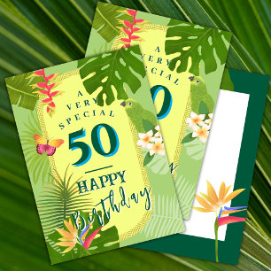 Tropische Paradijs Jaarlijkse Groene Verjaardagska Feestdagenkaart