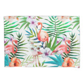 Tropische paradijse Flamingo Flowers Leaves Kussensloop (Voorkant-Links)