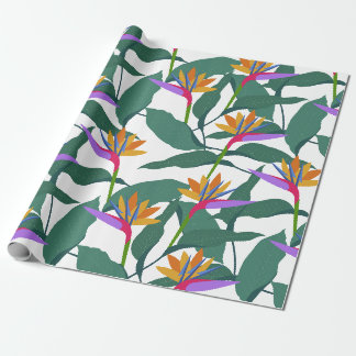 Tropische Paradijsvogel Bloemen Patroon Cadeaupapier