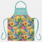 Tropische paradijsvogel en orchidee zomertuin schort (Voorkant)