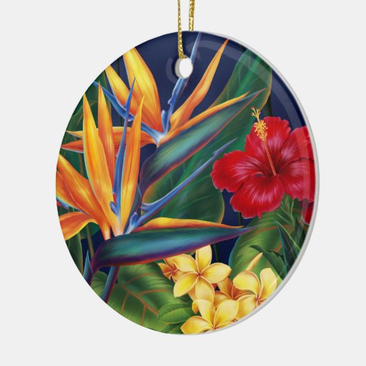 Tropische paradijzensierplanten keramisch ornament (Links)