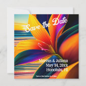 Tropische paradise Flowers opslaan datumvierkant Kaart (Voorkant)