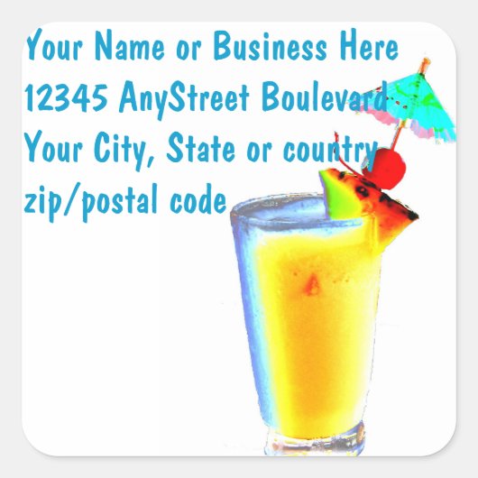 Tropische paraplu cocktails vierkante sticker (Voorkant)