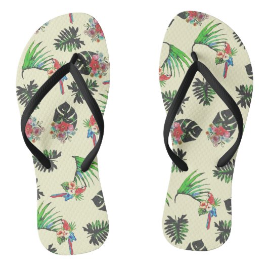Tropische parrots en Floral Pattern Teenslippers (Voetbed)
