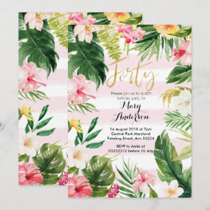 Tropische partij 40th Birthday Invitation Kaart