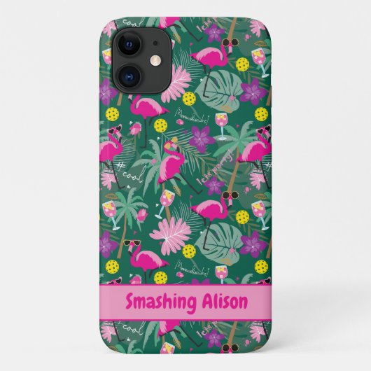 🤩 Tropische partij met pickleball, aangepaste tek Case-Mate iPhone Case (Achterkant)