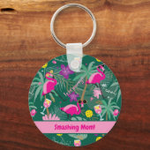 🤩 Tropische partij met pickleball, aangepaste tek Sleutelhanger (Voorkant)