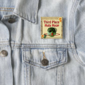 Tropische partij Tiki 3rd Place Hula Hoop Vierkante Button 5,1 Cm (In situ)
