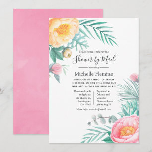 Tropische Pastel Bloemen Baby Shower per Post Kaart