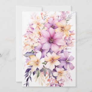 Tropische Pastel Bloemenboeket Moederdag Bruiloft Feestdagenkaart