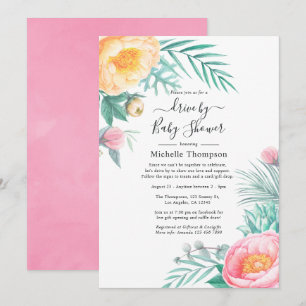 Tropische Pastel Bloemrijke Drive By Shower Kaart