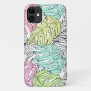 Tropische pastel monstera leaf waterverf iPhone 11 hoesje