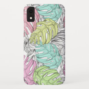 Tropische pastel monstera leaf waterverf iPhone XR hoesje